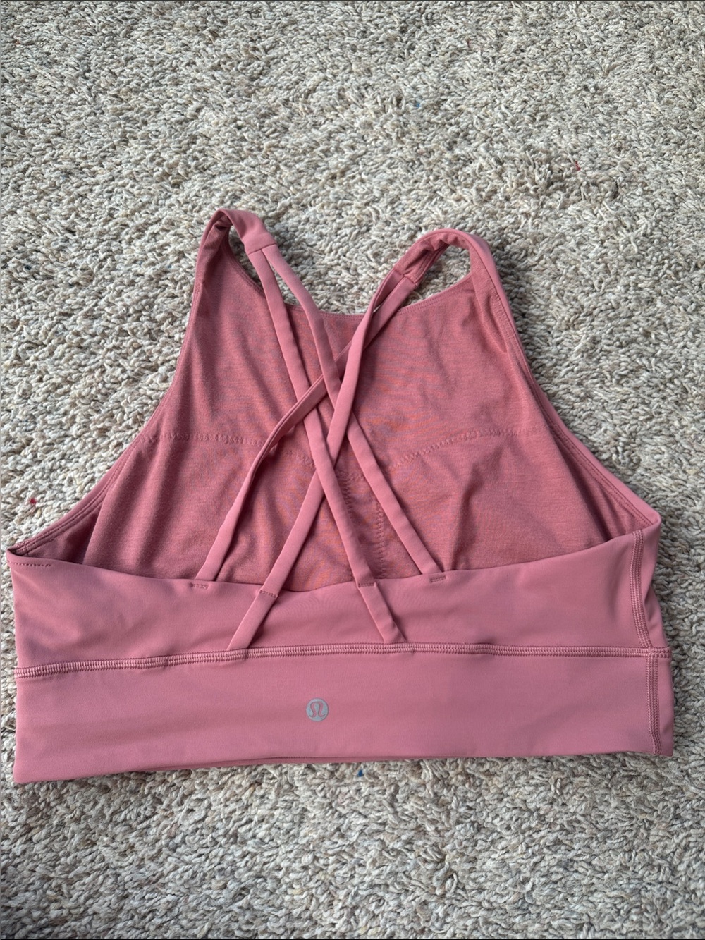 lululemon athletica Rose Pink Strappy Crossback Sports Bra size 12 No pads